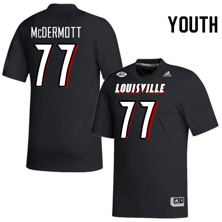 Youth #77 Ransom McDermott Louisville Cardinals College Football Jerseys Stitched-Black